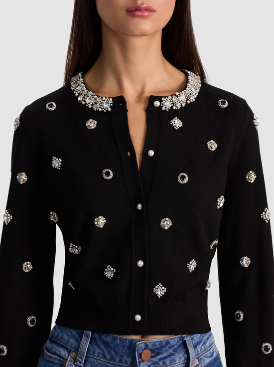 BLACK-DOLLIE EMBELLISHED CARDIGAN