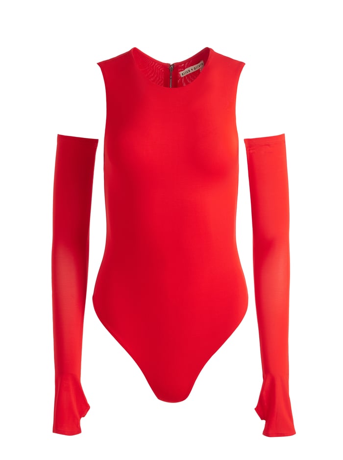 OLEA SCULPTING BODYSUIT - BRIGHT RUBY image 5 - Alice And Olivia