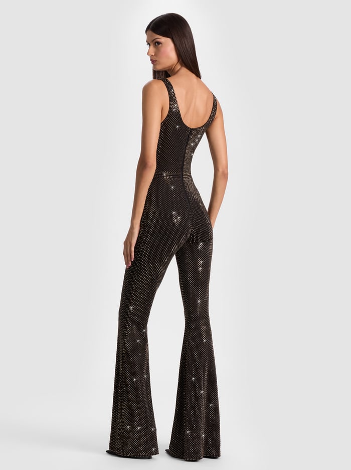 TERESA EMBELLISHED JUMPSUIT - BLACK/DORADO image 2 - Alice And Olivia