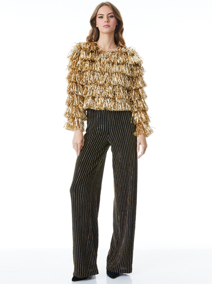 ELBA EMBELLISHED PANT - BLACK/GOLD image 2 - ALICE + OLIVIA