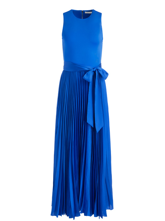 TRUE BLUE-CHARA PLEATED MAXI DRESS