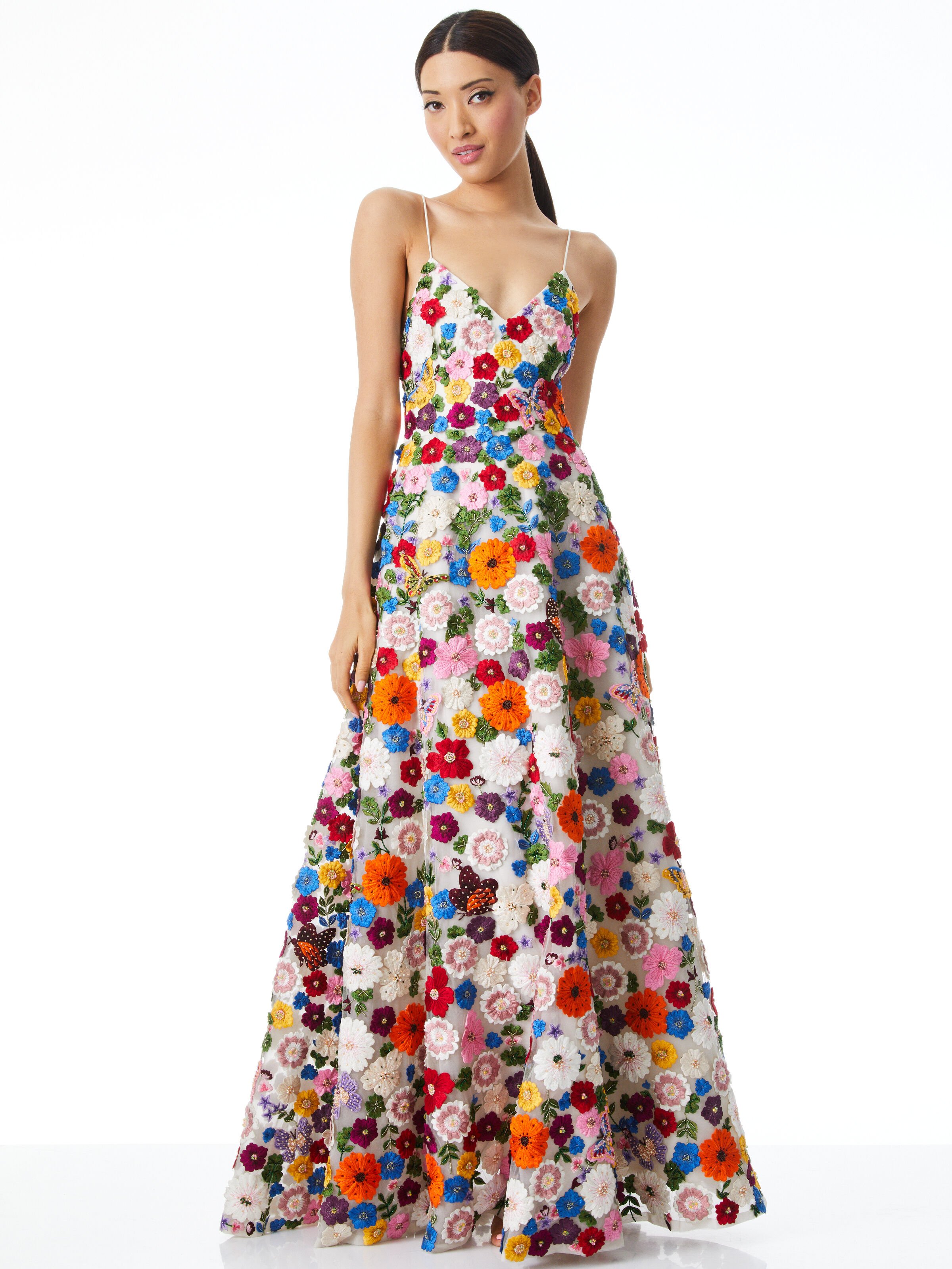 Domenica Embellished Ball Gown Dress In Multi Alice Olivia