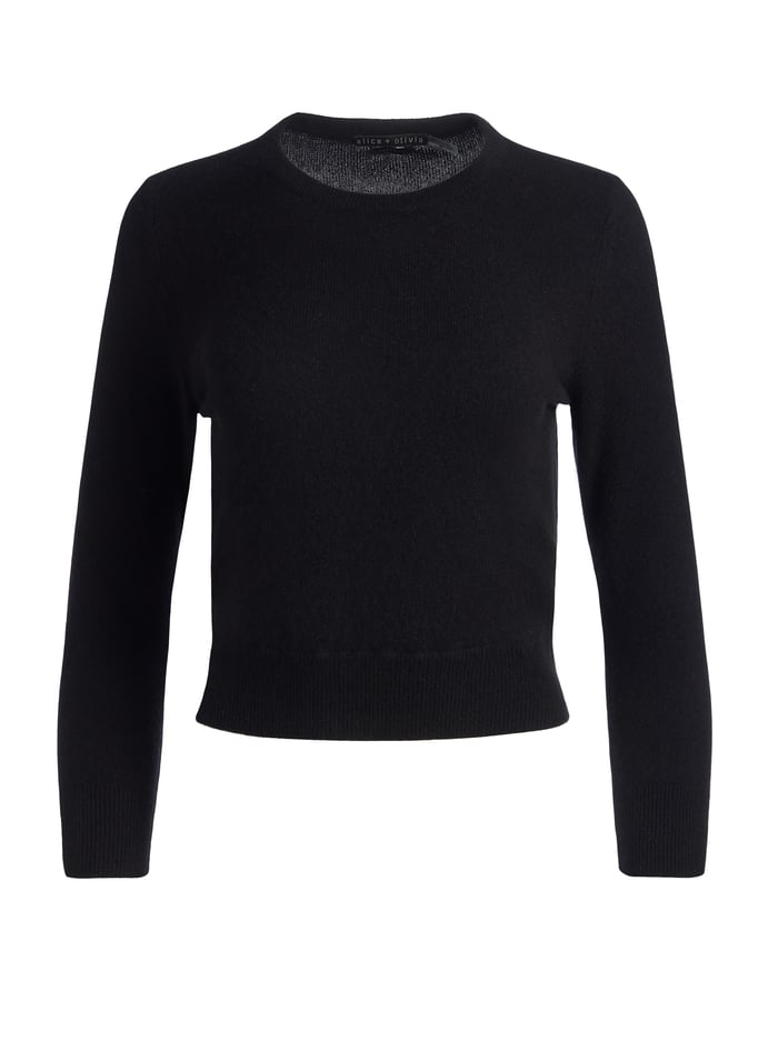 CAROLANN CASHMERE SHRUNKEN PULLOVER - BLACK image 5 - Alice And Olivia