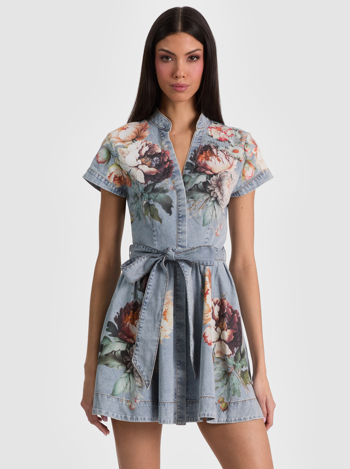 LUCY MINI DENIM SHIRT DRESS - SIERRA VINTAGE/MULTI image 3 - ALICE + OLIVIA