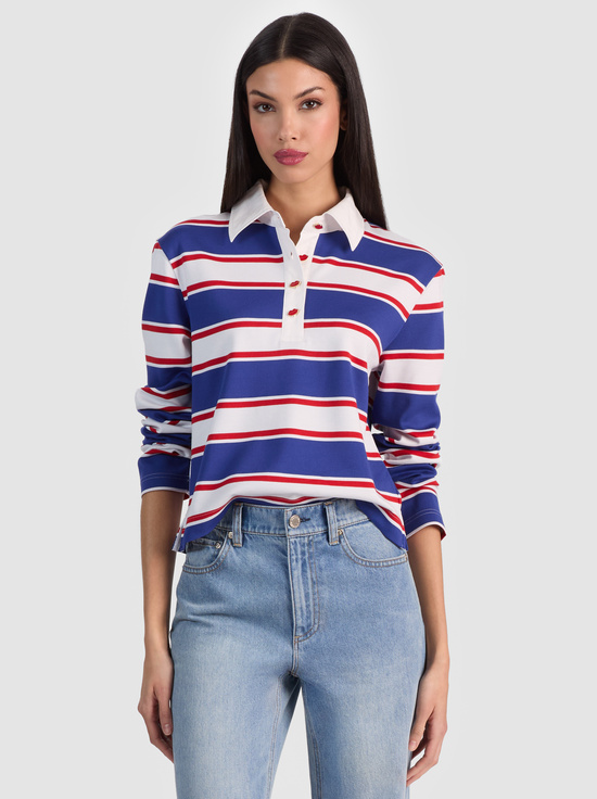 AMERICANA STRIPE-LYLE RUGBY POLO TOP