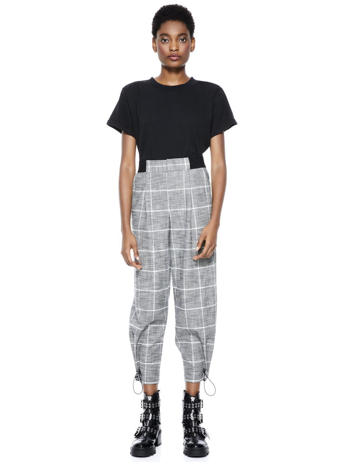 PARIS PLAID TOGGLE JOGGER - BLACK/WHITE image 3 - Alice And Olivia