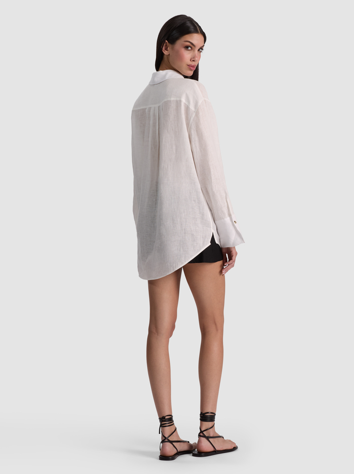 FINELY OVERSIZED LINEN BUTTON DOWN - OFF WHITE image 2 - ALICE + OLIVIA