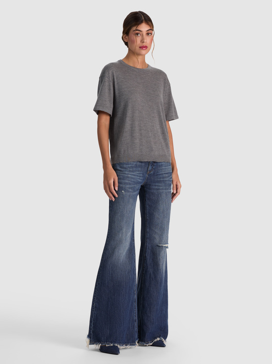 MEDIUM HEATHER GREY-AMELIE CASHMERE KNIT TEE