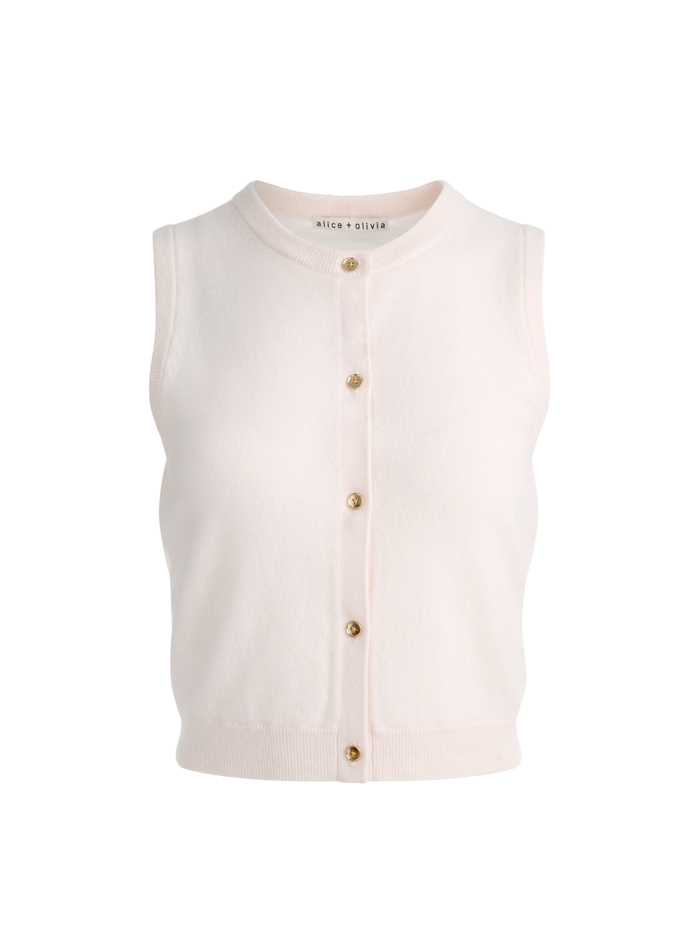 LOLY BUTTON FRONT CASHMERE VEST - ECRU image 5 - ALICE + OLIVIA