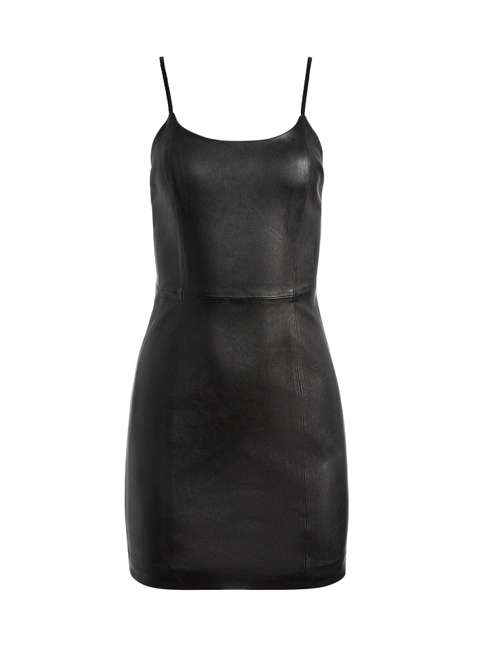 NELLE LTHR FITTED MINI DRESS - BLACK image 5 - Alice And Olivia
