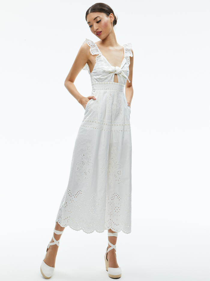 ROSINA TIE FRONT CUTOUT JUMPSUIT - OFF WHITE image 3 - Alice And Olivia