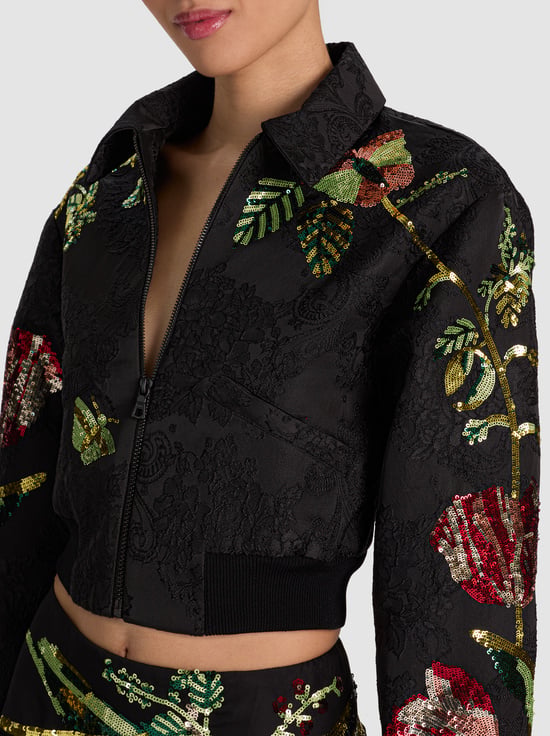 SOFT TULIP BLACK-EDMOND EMBELLISHED VARSITY JACKET