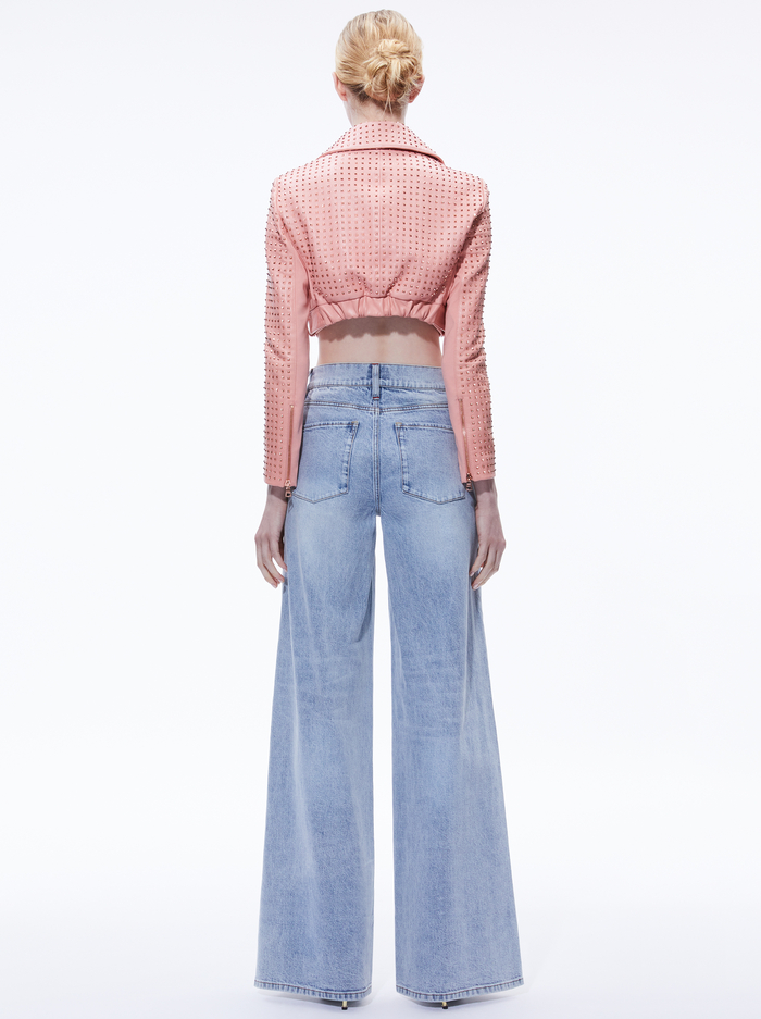 YARDLEY LEATHER JACKET - ROSE/ROSE GOLD image 1 - ALICE + OLIVIA