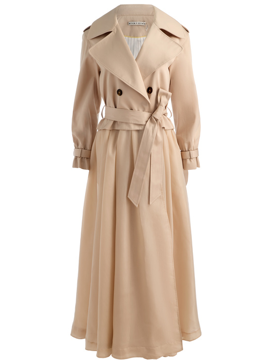 LATTE-NEVADA SHEER COMBO TRENCH COAT