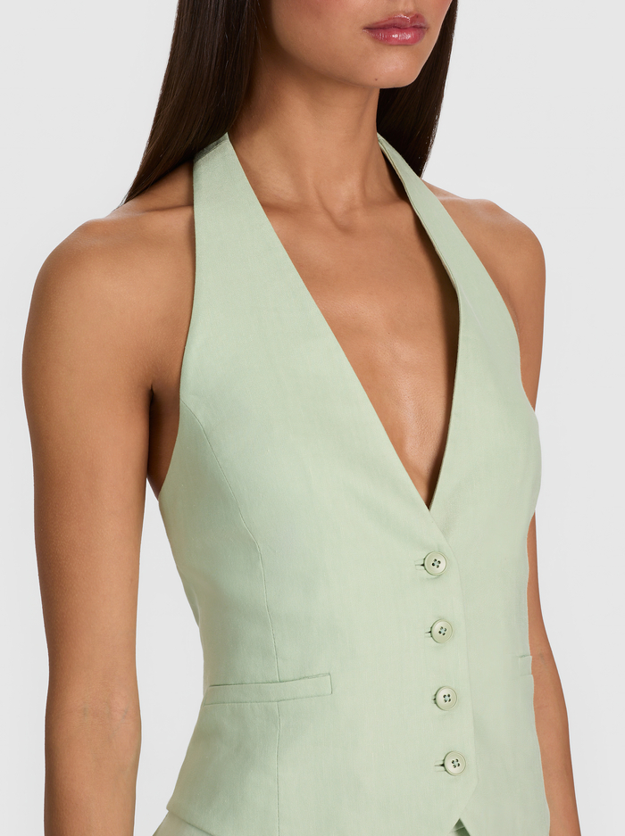 ERICA LINEN VEST - GREEN LILY image 3 - ALICE + OLIVIA
