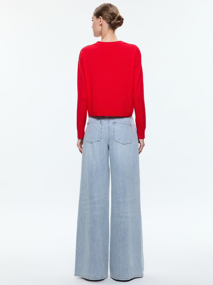 STACEFACE PULLOVER - BRIGHT RUBY MULTI image 2 - Alice And Olivia