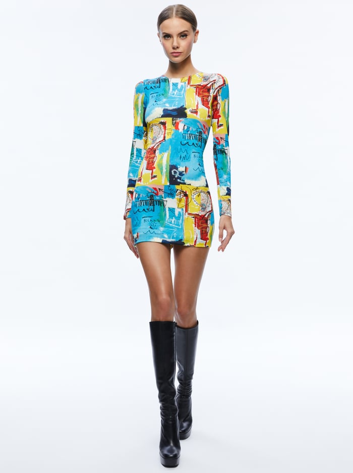 A+O X BASQUIAT DELORA MINI DRESS - UNTITLED - Alice And Olivia