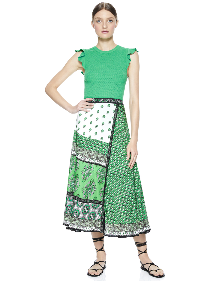 LAMARA RUFFLE SLEEVE CREW NECK TOP - JADE image 4 - Alice And Olivia