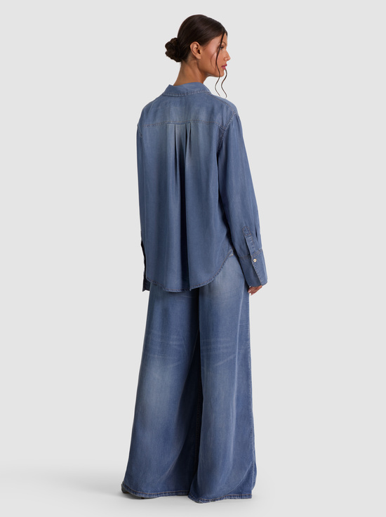 FLORENCE VINTAGE BLUE-FINELY OVERSIZED DENIM BUTTON DOWN