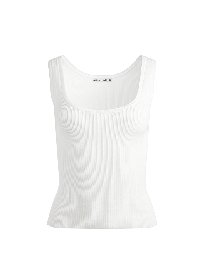 AMBERLY SCOOP NECK RIBBED TANK - SOFT WHITE image 5 - ALICE + OLIVIA