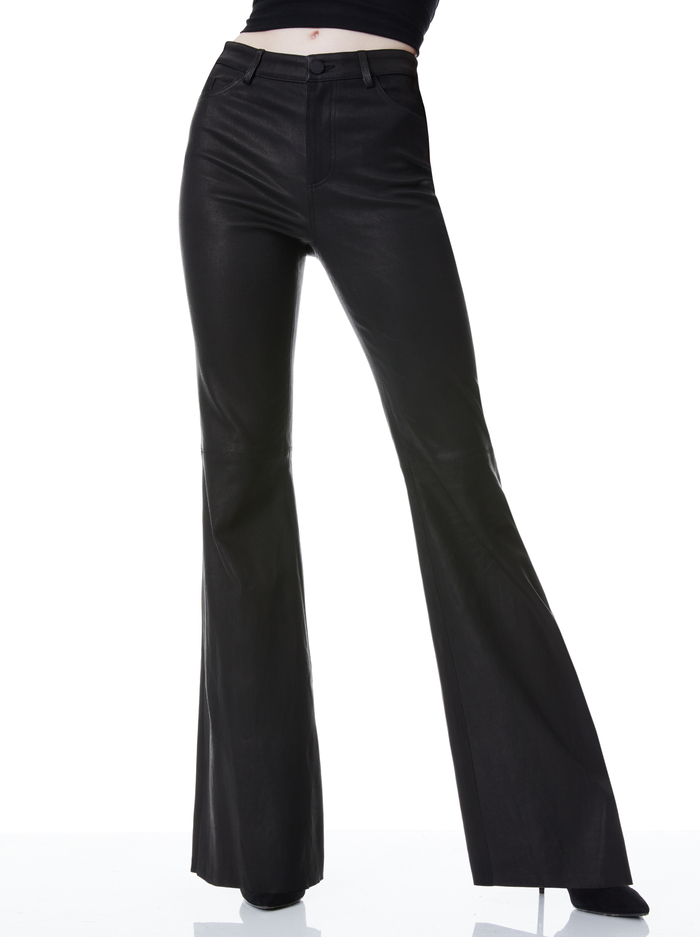 BRENT LEATHER BELL PANT - BLACK - Alice And Olivia