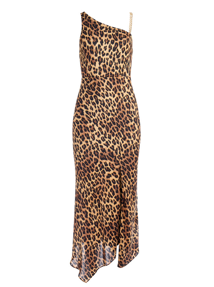 HARMONY CHAIN STRAP DRAPEY SLIP DRESS - SPOTTED LEOPARD DARK TAN image 5 - Alice And Olivia