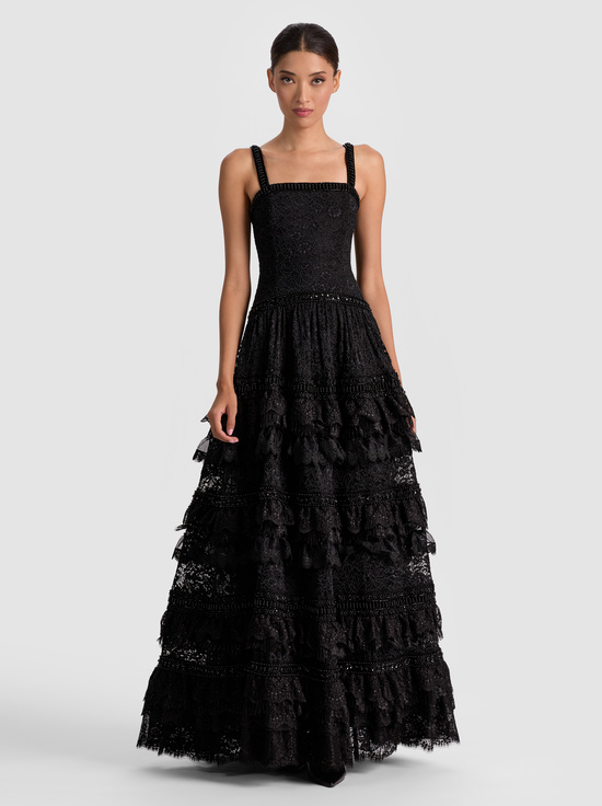 BLACK-ZENA LACE MAXI DRESS