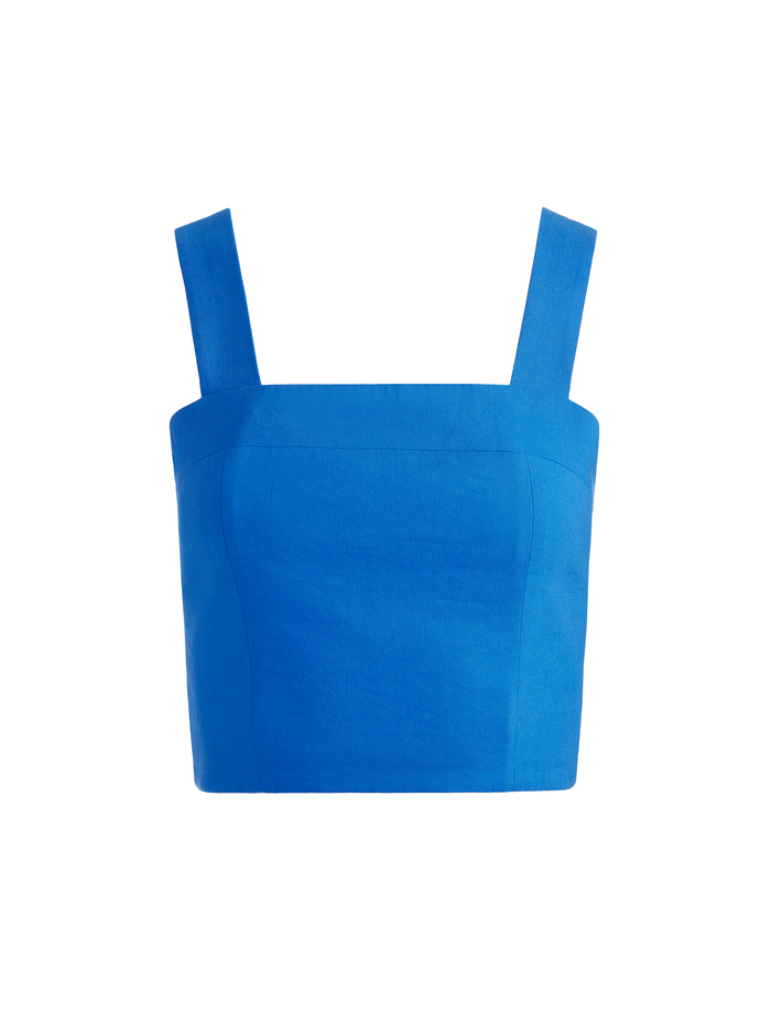 NATALIA LINEN LACE UP TOP - TRUE BLUE image 5 - Alice And Olivia