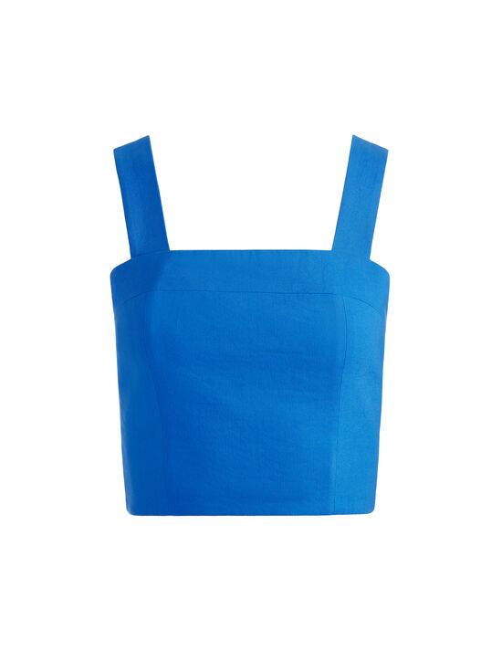 TRUE BLUE-NATALIA LINEN LACE UP TOP