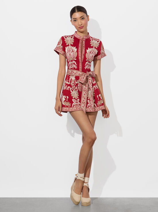 SERENADE DARK CHERRY-LUCY BUTTON DOWN ROMPER