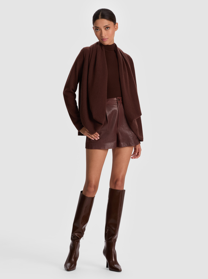 JULES CASHMERE DRAPED PULLOVER - DARK CHOCOLATE image 4 - Alice And Olivia