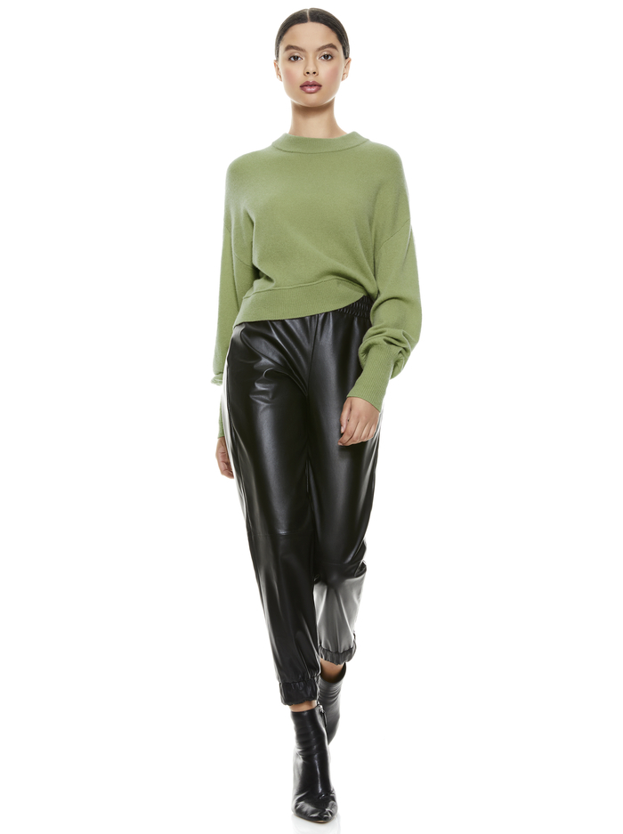 DENVER ROUND HEM SWEATER - SAGE image 4 - Alice And Olivia