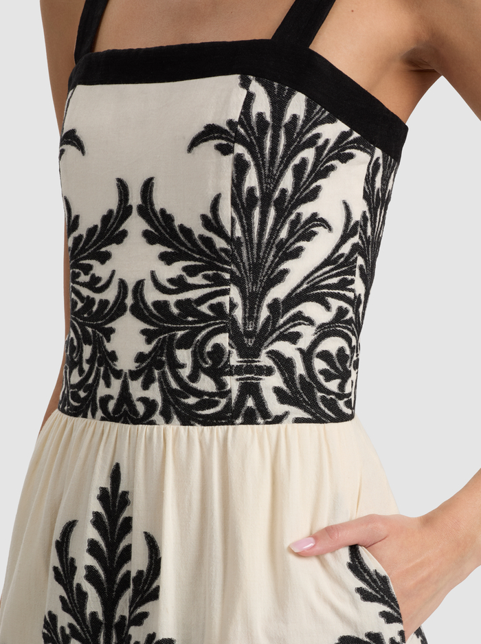 OFF WHITE/BLACK-SAIGE TIERED MAXI DRESS