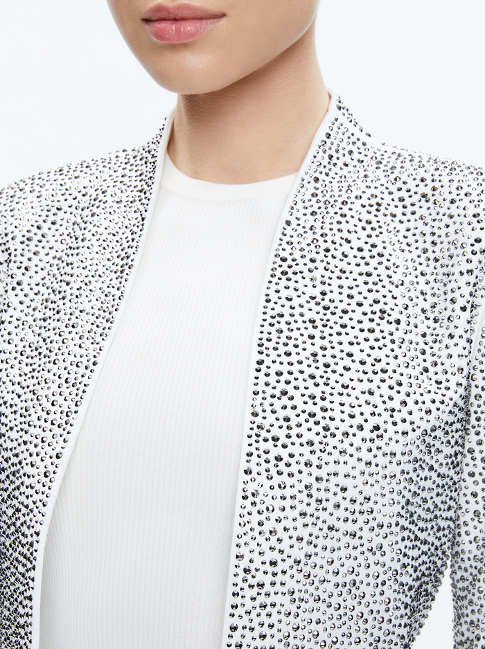 KALIA EMBELLISHED OPEN FRONT JACKET - OFF WHITE/SILVER image 3 - Alice And Olivia