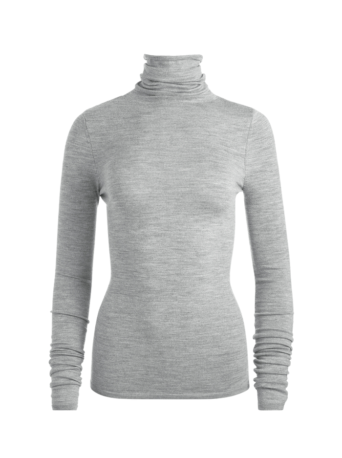 JOYCE LONG TURTLENECK - MEDIUM HEATHER GREY image 5 - Alice And Olivia