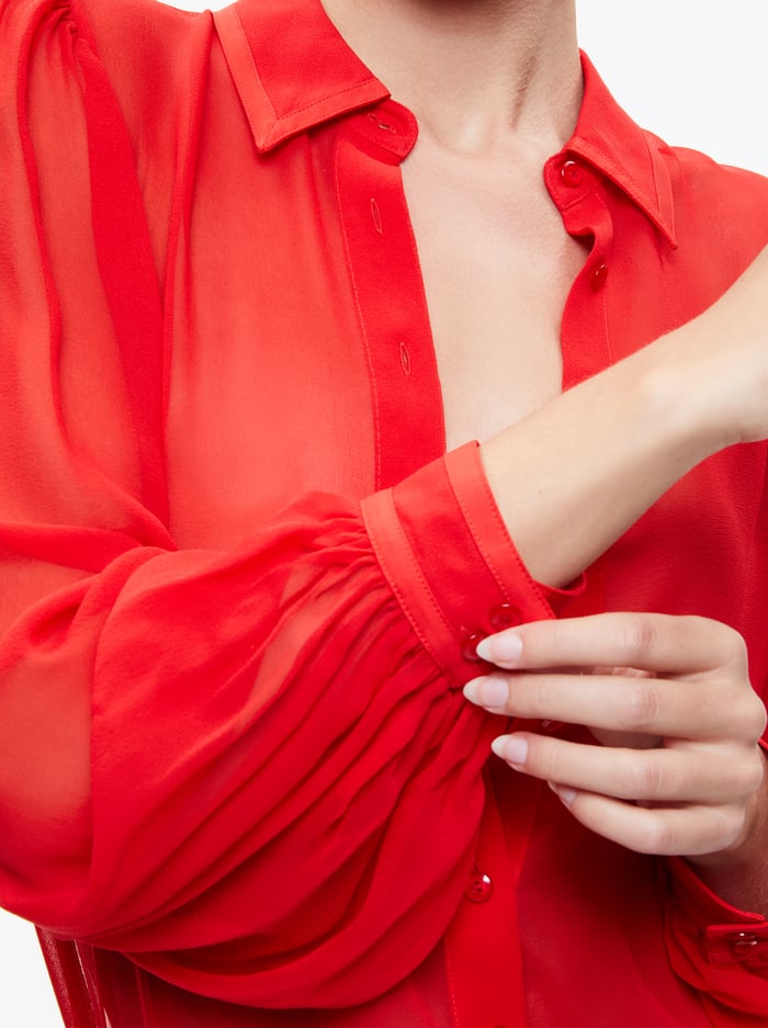 ROANNE BUTTON DOWN - BRIGHT RUBY image 3 - Alice And Olivia