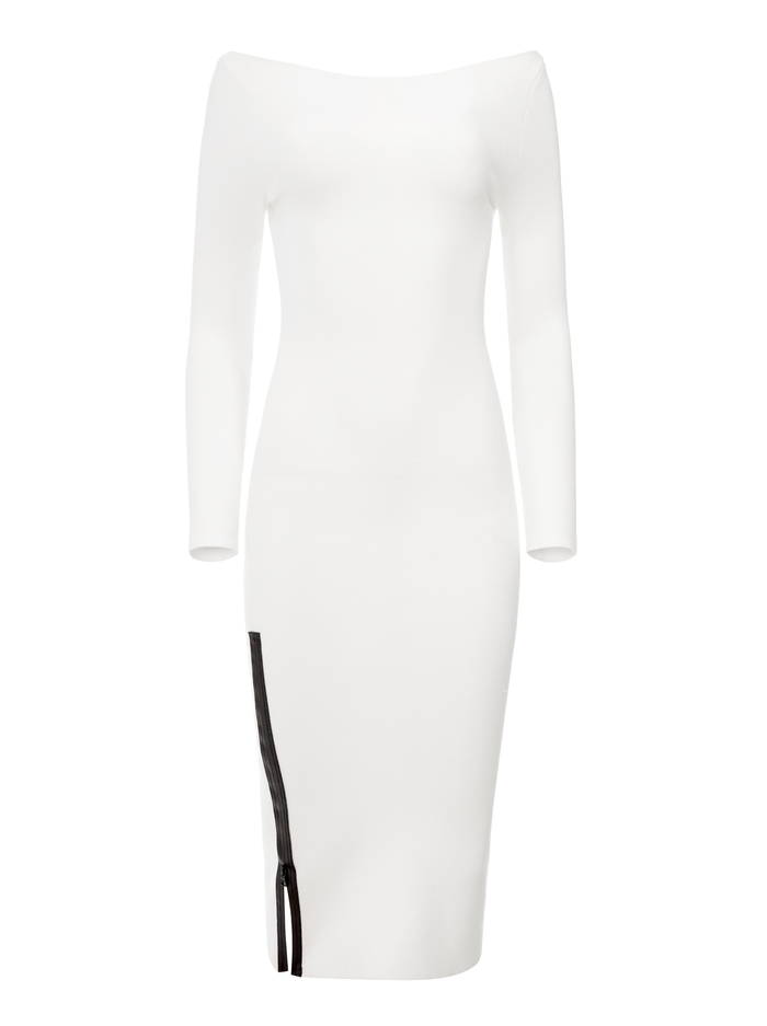 ROCHELLE BOATNECK MIDI DRESS - SOFT WHITE/BLACK image 5 - Alice And Olivia