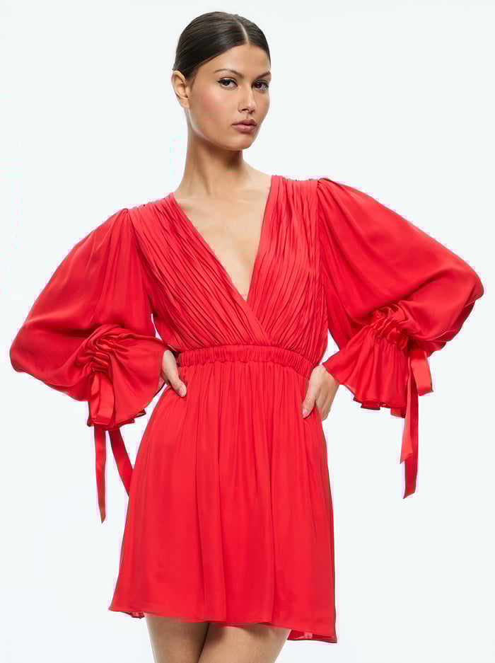 CLARISSA MINI DRESS - BRIGHT RUBY image 3 - Alice And Olivia