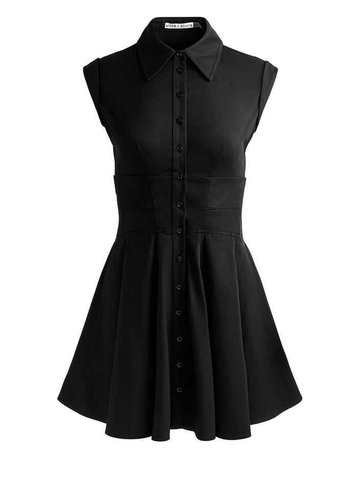 KIM CORSET SHIRT DRESS - BLACK image 5 - ALICE + OLIVIA