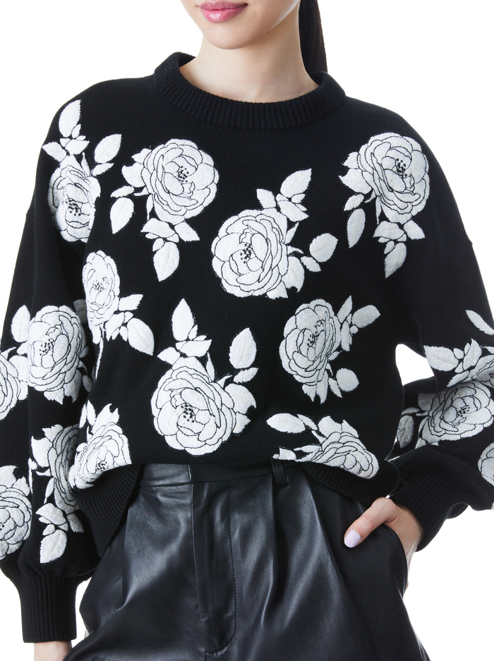 CARWEN EMBROIDERED PULLOVER - BLACK/WHITE image 3 - Alice And Olivia