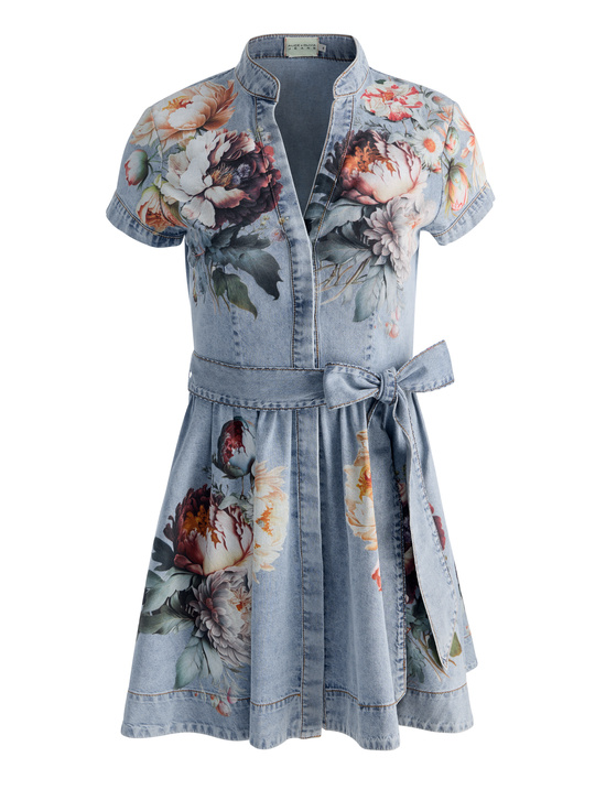 SIERRA VINTAGE/MULTI-LUCY MINI DENIM SHIRT DRESS