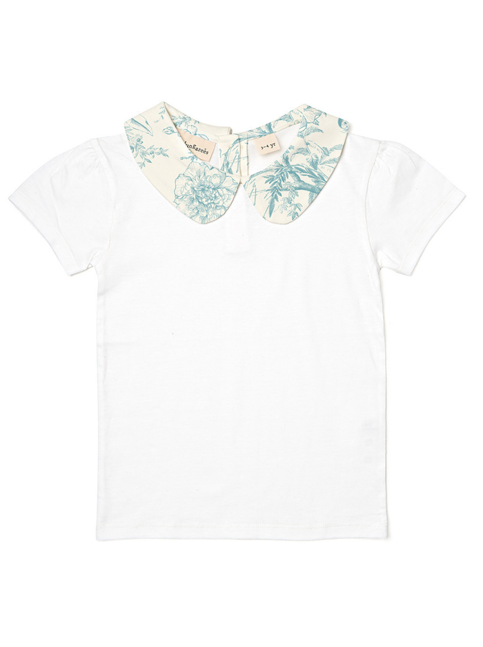 A+O x DOTTY DUNGAREES PETER PAN COLLAR TOP - ANTIQUE BUTTERFLY OFF WHITE image 1 - ALICE + OLIVIA