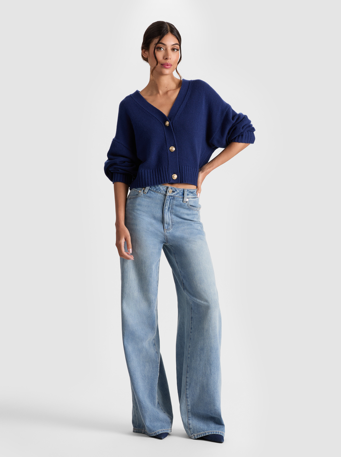 ATTICUS CASHMERE CARDIGAN - INDIGO image 1 - Alice And Olivia