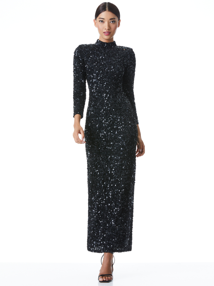 INKA SEQUIN MAXI GOWN - BLACK image 4 - Alice And Olivia