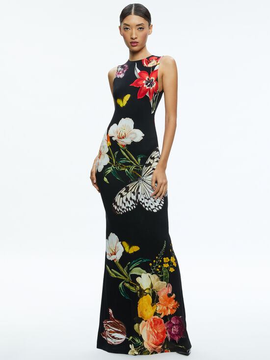 floral maxi dress white Off White Floral V-Neck Maxi Dress With Criss Cross Back