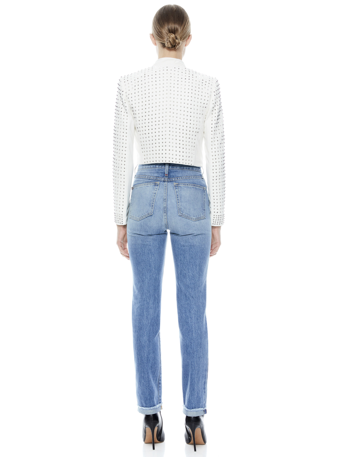 HARVEY STUDDED LEATHER JACKET - WHT/SILVER image 2 - Alice And Olivia