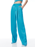 ATIA HIGH WAISTED PLEATED SUIT PANTS - OCEAN FLOOR