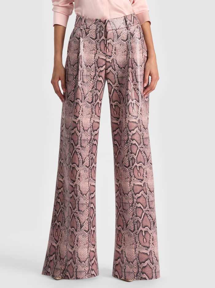 ERIC VEGAN SNAKESKIN PANT - ENGLISH ROSE/BLACK SNAKE - ALICE + OLIVIA