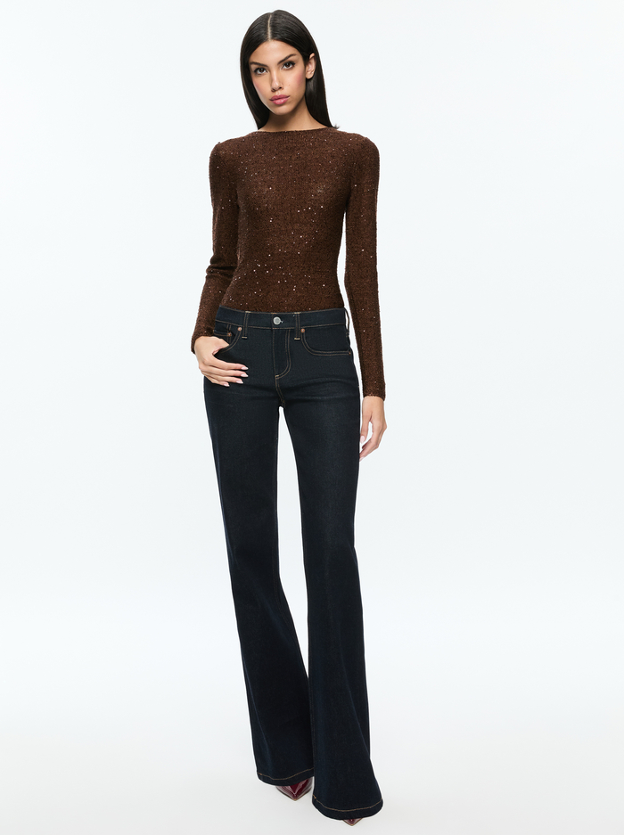 ENEIDA SEQUIN PULLOVER - ESPRESSO image 1 - Alice And Olivia
