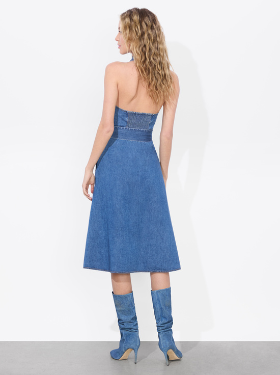 MEDIUM INDIGO CHAMBRAY-CHASSIDY CHAMBRAY MIDI DRESS